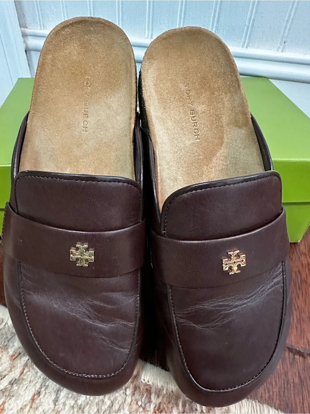 Tory Burch | Dark Brown Leather Mule with Gold Logo